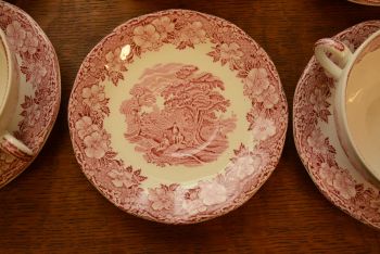 (n-2532) Enoch Wedgwood, Woodland Puljongitassid ja taldrikud, 7tk 2