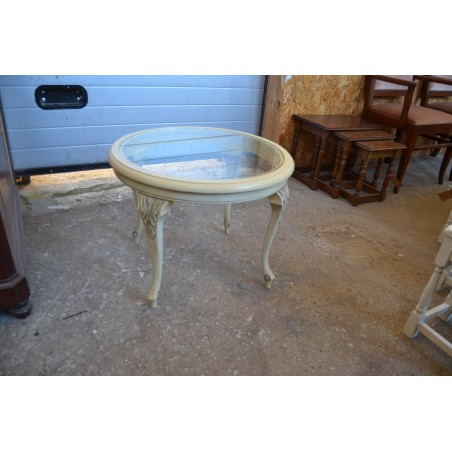 (10-941) Ümar hele klaasiga laud