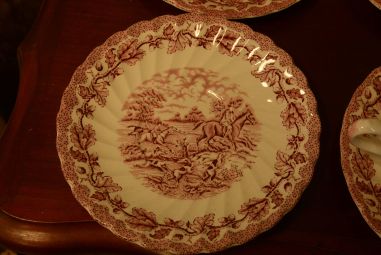 (n-3474/4) Myotts Country Life puljongikausid-taldrikud, 4tk