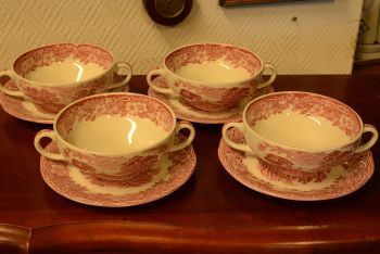 (n-3505/10) Enoch Wedgwood LTD, Woodland puljongikausid-taldrikud 4tk