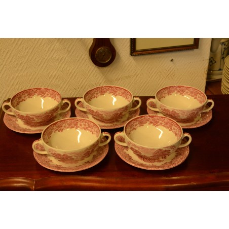 (n-3505/11) Enoch Wedgwood LTD, Woodland puljongikausid-taldrikud 5tk