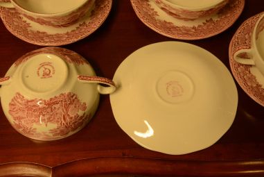 (n-3505/11) Enoch Wedgwood LTD, Woodland puljongikausid-taldrikud 5tk