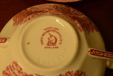 (n-3505/11) Enoch Wedgwood LTD, Woodland puljongikausid-taldrikud 5tk