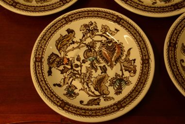 (n-3530/1) Ridgway Ironstone Staffordshire, Jacobean, kohvitassid-taldrikud, 4tk