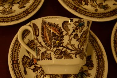 (n-3530/1) Ridgway Ironstone Staffordshire, Jacobean, kohvitassid-taldrikud, 4tk