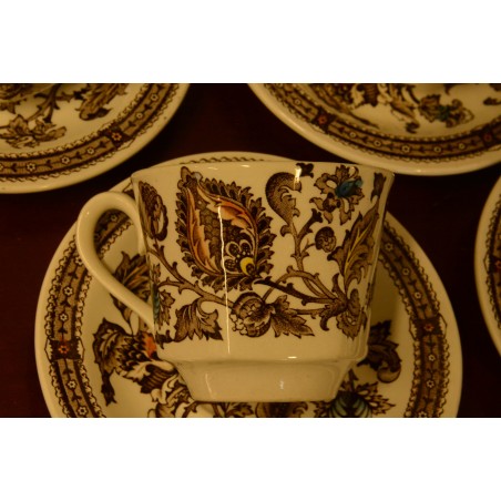 (n-3530/1) Ridgway Ironstone Staffordshire, Jacobean, kohvitassid-taldrikud, 4tk