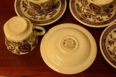 (n-3530/1) Ridgway Ironstone Staffordshire, Jacobean, kohvitassid-taldrikud, 4tk