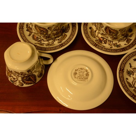 (n-3530/1) Ridgway Ironstone Staffordshire, Jacobean, kohvitassid-taldrikud, 4tk