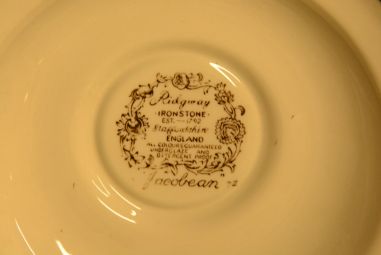 (n-3530/1) Ridgway Ironstone Staffordshire, Jacobean, kohvitassid-taldrikud, 4tk
