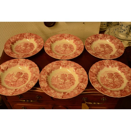 (n-3535/3) Enoch Woods English Scenery, Woods Ware supi-pastataldrikud, 6tk