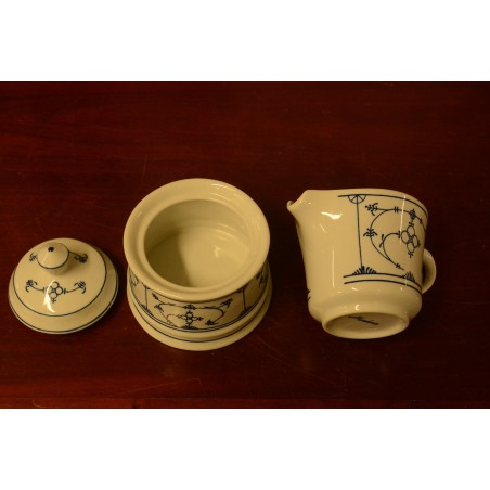 (n-3782/4) Mandarin õlelillemustriga koorekann ja suhkrutoos