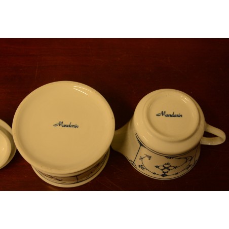 (n-3782/4) Mandarin õlelillemustriga koorekann ja suhkrutoos