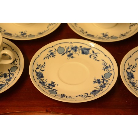 (n-3987/2) Jlmenau, Echt Kobalt, sibulamustriga kohvitassid-taldrikud, 6tk