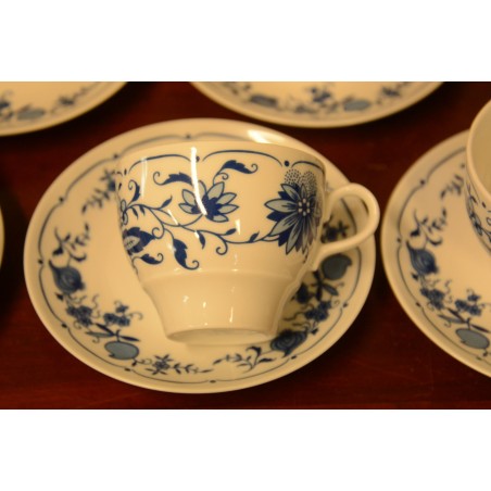 (n-3987/2) Jlmenau, Echt Kobalt, sibulamustriga kohvitassid-taldrikud, 6tk