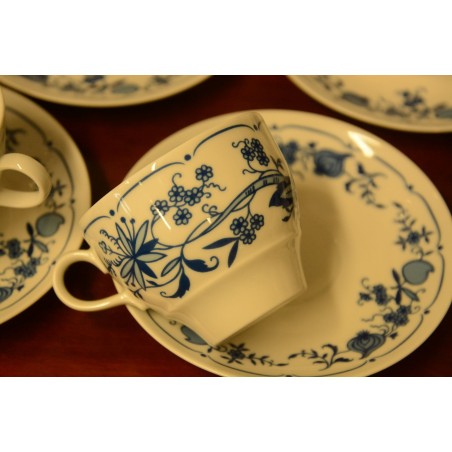 (n-3987/2) Jlmenau, Echt Kobalt, sibulamustriga kohvitassid-taldrikud, 6tk