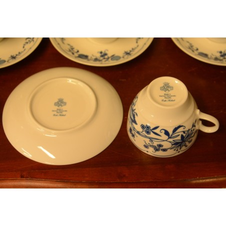 (n-3987/2) Jlmenau, Echt Kobalt, sibulamustriga kohvitassid-taldrikud, 6tk