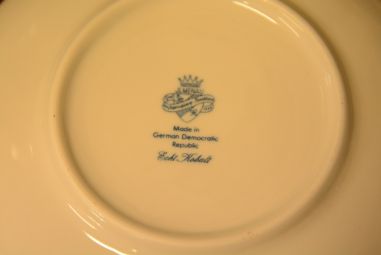 (n-3987/2) Jlmenau, Echt Kobalt, sibulamustriga kohvitassid-taldrikud, 6tk