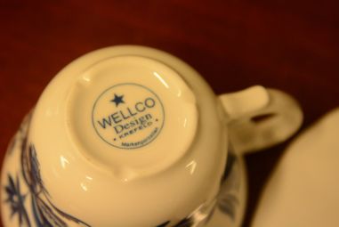 (n-3990/3) Wellco Design Krefeld, Zwiebelmuster, sibulamustriga kohvitassid-taldrikud, 2tk