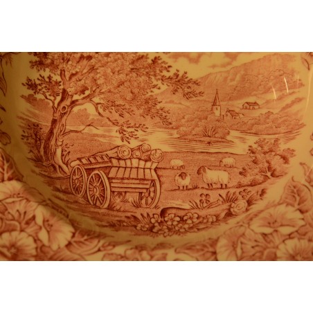 (n-4001/3) English Ironstone punased supi-pastataldrikud, 5tk