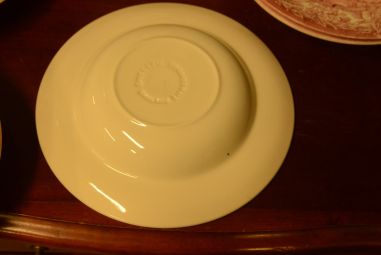 (n-4001/3) English Ironstone punased supi-pastataldrikud, 5tk