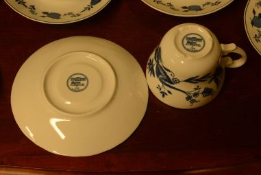 (n-4012/2) GPK SchlossSchönbrunn Porzellan sibulamustrilised kohvitassid-taldrikud, 6tk