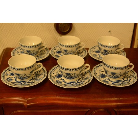 (n-4024/4) Kahla Zwiebelmuster, kohvitassid-taldrikud, 6tk