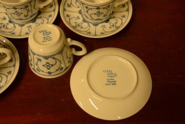 (n-4048/5) Kahla Original Blau Saks õlelillemustriga kohvitassid-taldrikud, 4tk