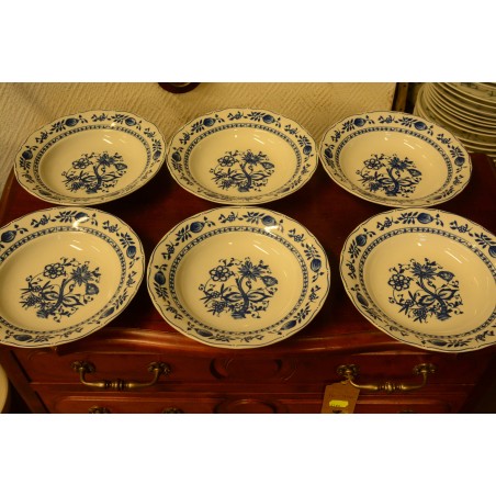 (n-4087) MG porzellan sibulamustrilised supi-pastataldrikud, 6tk