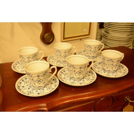 (n-4103/4) Winterling, Indischblau, õlelillemustriga kohvitassid-taldrikud, 6tk