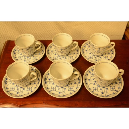 (n-4103/4) Winterling, Indischblau, õlelillemustriga kohvitassid-taldrikud, 6tk