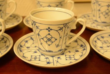 (n-4103/4) Winterling, Indischblau, õlelillemustriga kohvitassid-taldrikud, 6tk