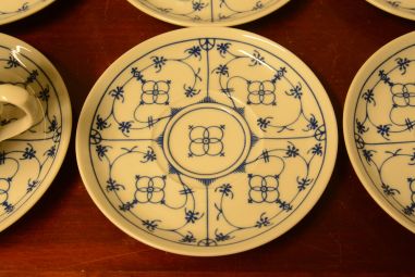 (n-4103/4) Winterling, Indischblau, õlelillemustriga kohvitassid-taldrikud, 6tk