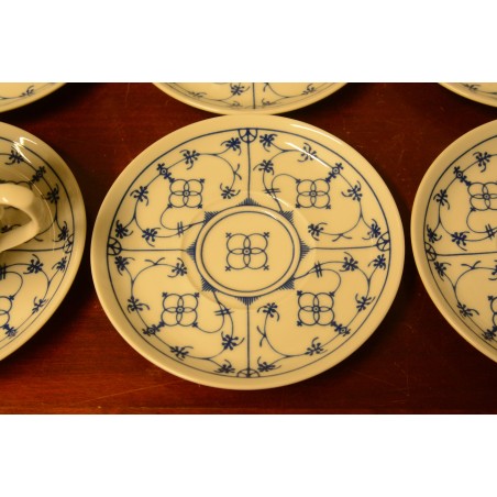 (n-4103/4) Winterling, Indischblau, õlelillemustriga kohvitassid-taldrikud, 6tk