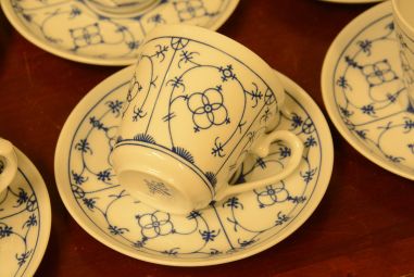 (n-4103/4) Winterling, Indischblau, õlelillemustriga kohvitassid-taldrikud, 6tk