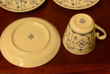 (n-4103/4) Winterling, Indischblau, õlelillemustriga kohvitassid-taldrikud, 6tk