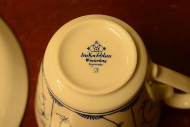 (n-4103/4) Winterling, Indischblau, õlelillemustriga kohvitassid-taldrikud, 6tk