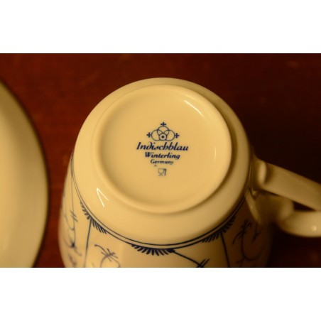 (n-4103/4) Winterling, Indischblau, õlelillemustriga kohvitassid-taldrikud, 6tk