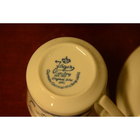 (n-4124/2)  Jäger Eisenberg Original Blau Saks, õlelillemustriga salatitaldrikud ja kohvitassid-taldrikud, komplekt