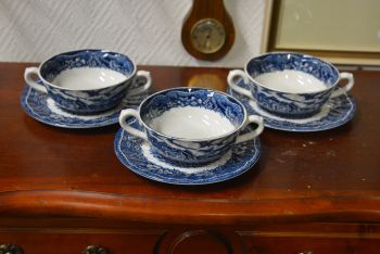 (n-4147) Staffordshire Barrats, Old Castle, puljongitassid-taldrikud, 3tk