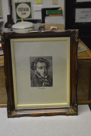 (P-732) Viiralt, trükirepro A.S Puškini portree. Vasegravüür. 1928