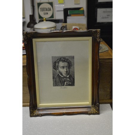 (P-732) Viiralt, trükirepro A.S Puškini portree. Vasegravüür. 1928