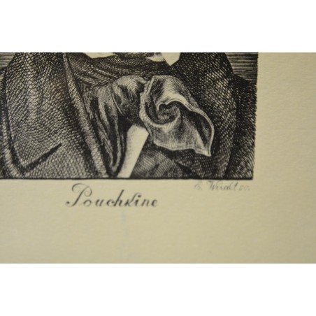 (P-732) Viiralt, trükirepro A.S Puškini portree. Vasegravüür. 1928