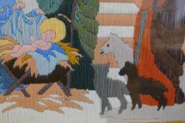 (P-793)  Tikitud usuteemaline pilt