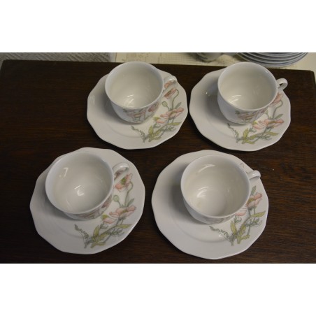 (n-4543/9) Gallo Galerie de Porcelaine Villeroy & Boch Group "Punane moon", kohvitassid-taldrikud, 4tk