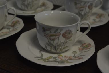 (n-4543/9) Gallo Galerie de Porcelaine Villeroy & Boch Group "Punane moon", kohvitassid-taldrikud, 4tk