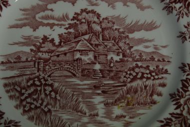 (n-4553/1) Alfred Meakin, Staffordshire, English Vill, punased salatitaldrikud, 6tkage