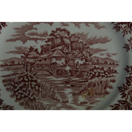 (n-4553/1) Alfred Meakin, Staffordshire, English Vill, punased salatitaldrikud, 6tkage