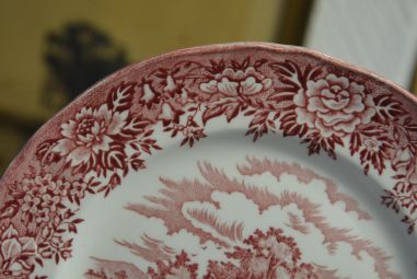 (n-4553/1) Alfred Meakin, Staffordshire, English Vill, punased salatitaldrikud, 6tkage