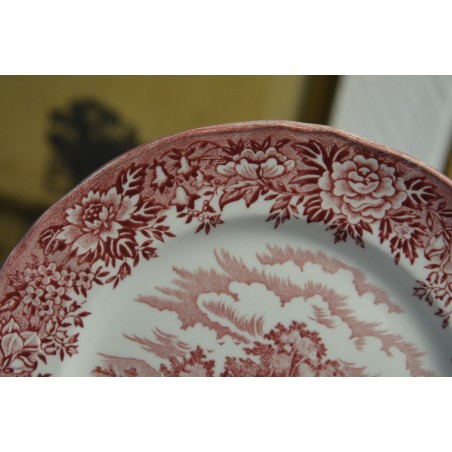 (n-4553/1) Alfred Meakin, Staffordshire, English Vill, punased salatitaldrikud, 6tkage