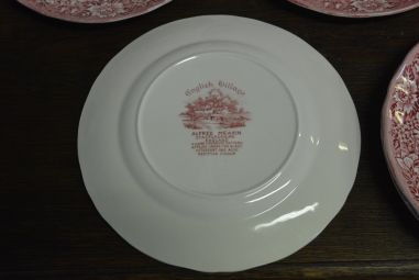 (n-4553/1) Alfred Meakin, Staffordshire, English Vill, punased salatitaldrikud, 6tkage